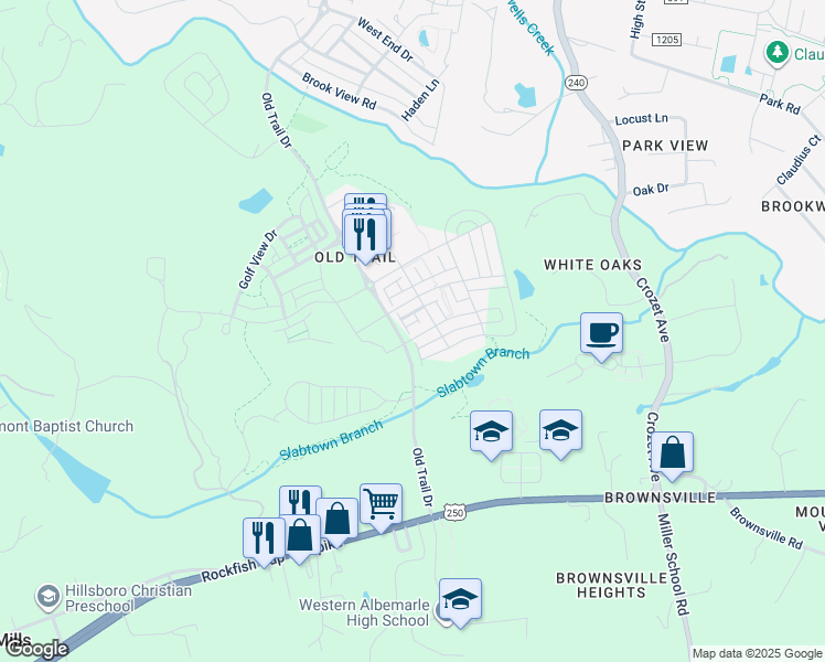 map of restaurants, bars, coffee shops, grocery stores, and more near 3015 Glen Valley Drive in Crozet