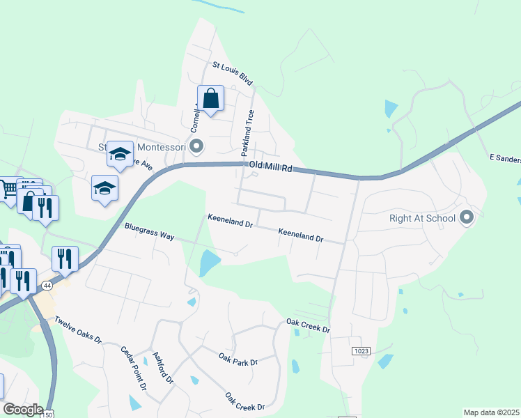 map of restaurants, bars, coffee shops, grocery stores, and more near West Emerald Circle in Mount Washington