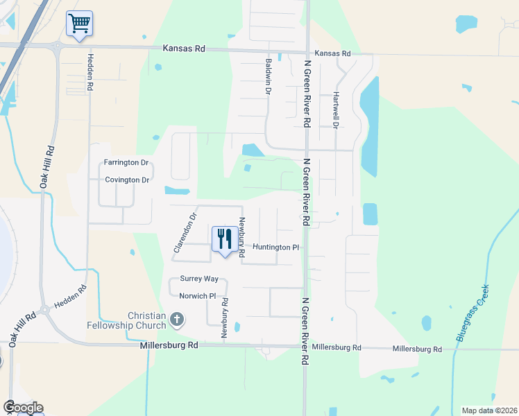 map of restaurants, bars, coffee shops, grocery stores, and more near 8698 Craven Terrace in Evansville