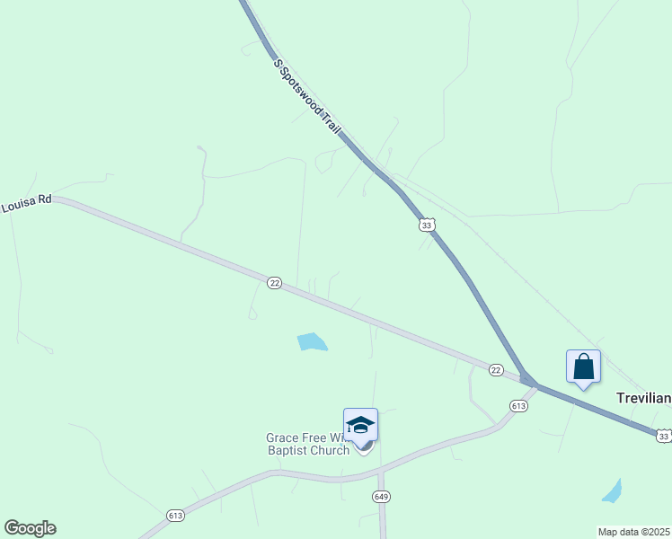 map of restaurants, bars, coffee shops, grocery stores, and more near 16693 Louisa Road in Louisa