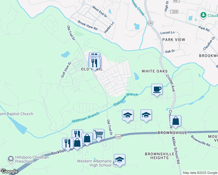 map of restaurants, bars, coffee shops, grocery stores, and more near 3021 Glen Valley Drive in Crozet