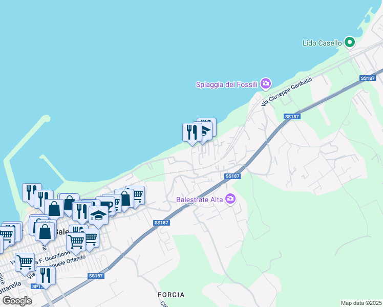 map of restaurants, bars, coffee shops, grocery stores, and more near Contrada Forgia in Balestrate