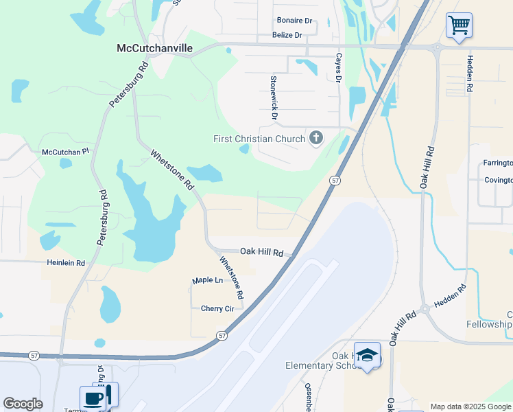 map of restaurants, bars, coffee shops, grocery stores, and more near 2521 Caribou Dr in Evansville