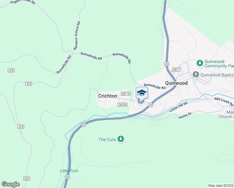 map of restaurants, bars, coffee shops, grocery stores, and more near 222 County Route 20/19 in Quinwood
