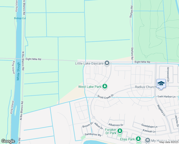 map of restaurants, bars, coffee shops, grocery stores, and more near 5299 West 8 Mille Road in Stockton