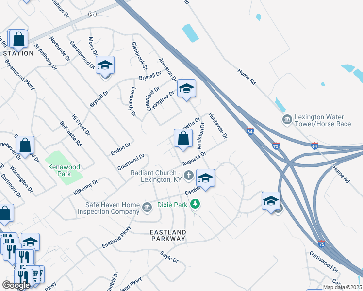 map of restaurants, bars, coffee shops, grocery stores, and more near 1860 Dalton Court in Lexington