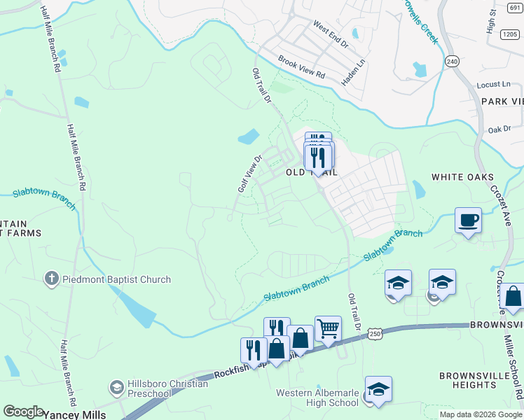 map of restaurants, bars, coffee shops, grocery stores, and more near 946 Addle Hill Road in Crozet