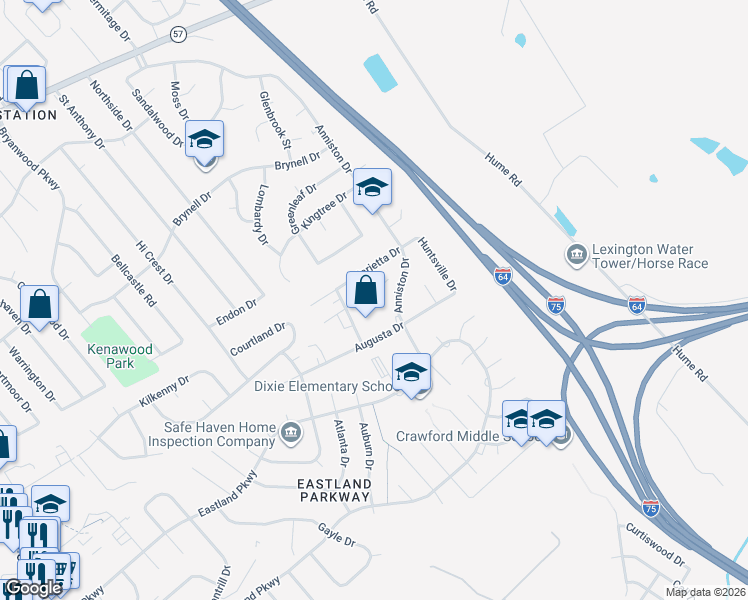 map of restaurants, bars, coffee shops, grocery stores, and more near 1874 Dalton Court in Lexington