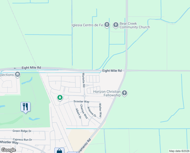 map of restaurants, bars, coffee shops, grocery stores, and more near 27 Belluno Drive in Stockton