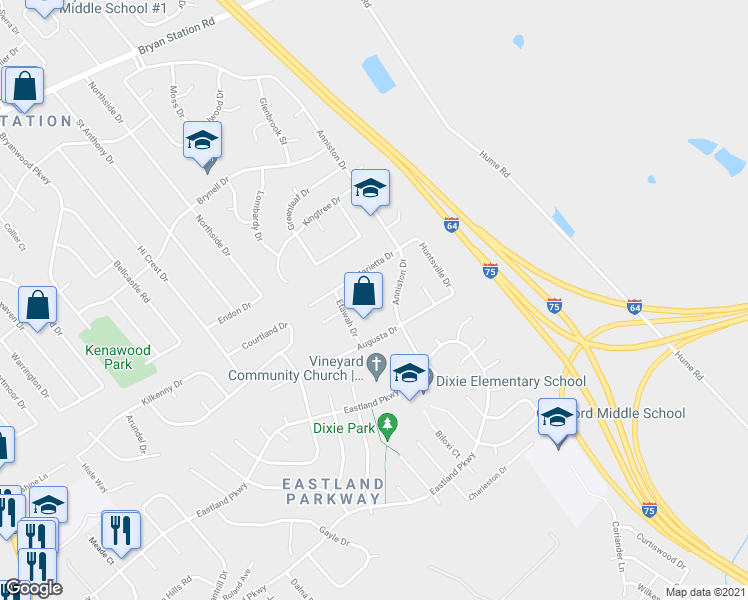 map of restaurants, bars, coffee shops, grocery stores, and more near 1860 Dalton Court in Lexington