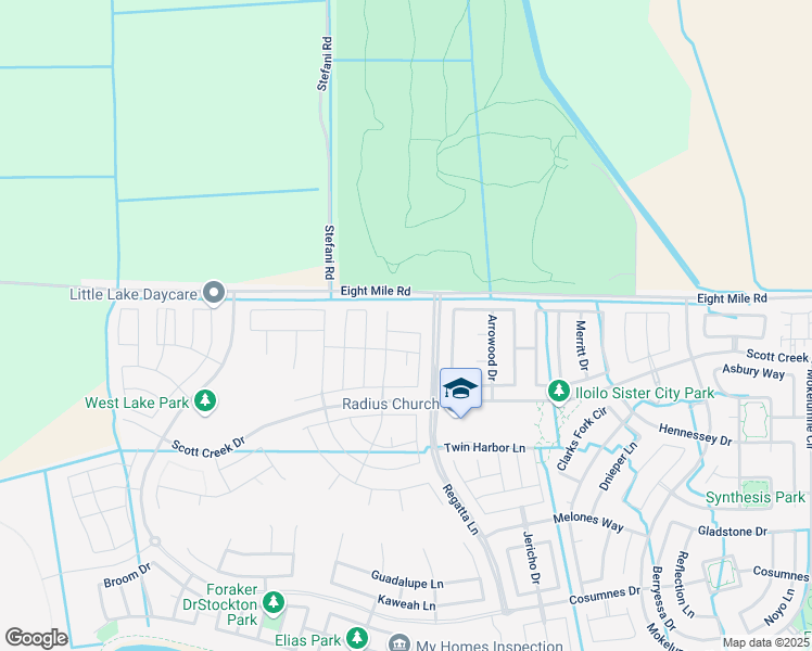 map of restaurants, bars, coffee shops, grocery stores, and more near 10954 Cherry Port Drive in Stockton