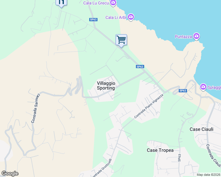 map of restaurants, bars, coffee shops, grocery stores, and more near 103 Contrada Piano Vignazza in Villaggio "sporting"