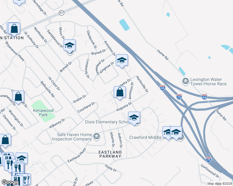 map of restaurants, bars, coffee shops, grocery stores, and more near 1860 Dalton Court in Lexington