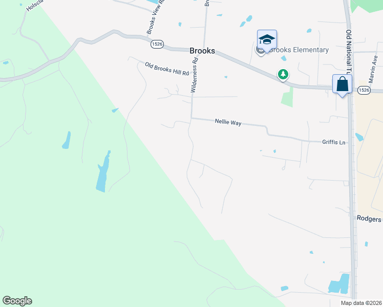 map of restaurants, bars, coffee shops, grocery stores, and more near 118 Overlook Drive in Brooks