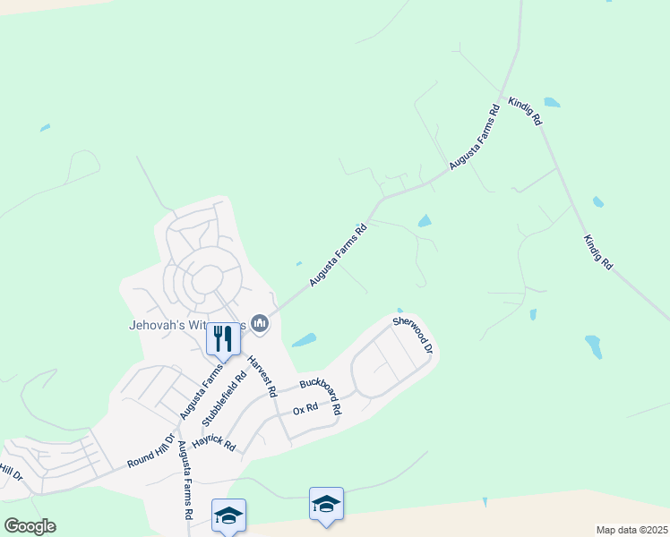 map of restaurants, bars, coffee shops, grocery stores, and more near 634 Augusta Farms Road in Waynesboro