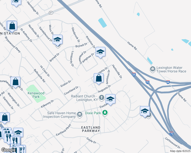 map of restaurants, bars, coffee shops, grocery stores, and more near 1885 Marietta Drive in Lexington