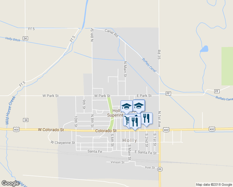 map of restaurants, bars, coffee shops, grocery stores, and more near 101 Highland Drive in Holly