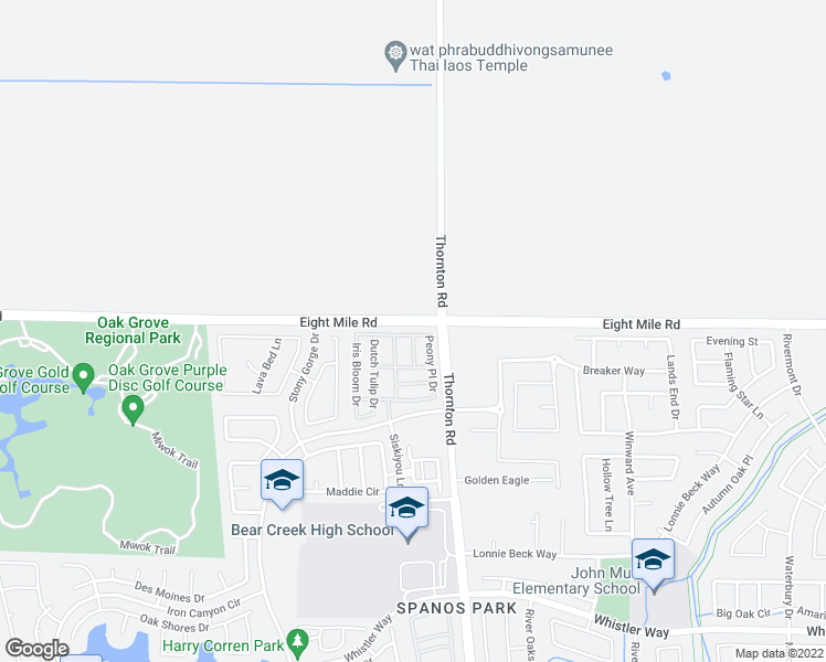 map of restaurants, bars, coffee shops, grocery stores, and more near 3035 Golden Poppy Lane in Stockton