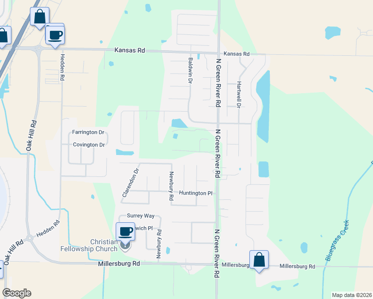 map of restaurants, bars, coffee shops, grocery stores, and more near 4601 Windham Dr in Evansville