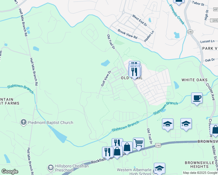 map of restaurants, bars, coffee shops, grocery stores, and more near 926 Addle Hill Road in Crozet