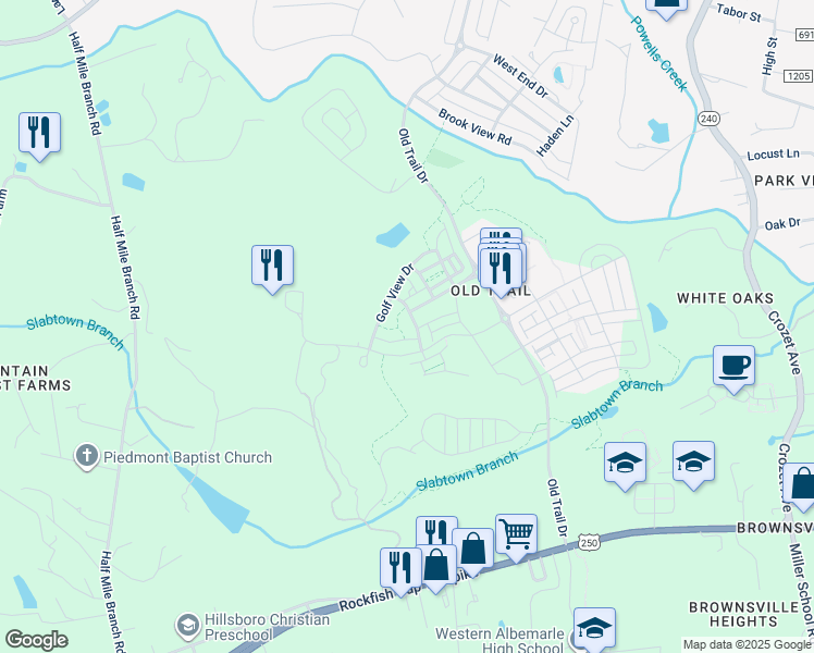 map of restaurants, bars, coffee shops, grocery stores, and more near 926 Addle Hill Road in Crozet
