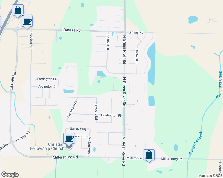map of restaurants, bars, coffee shops, grocery stores, and more near 4601 Windham Dr in Evansville