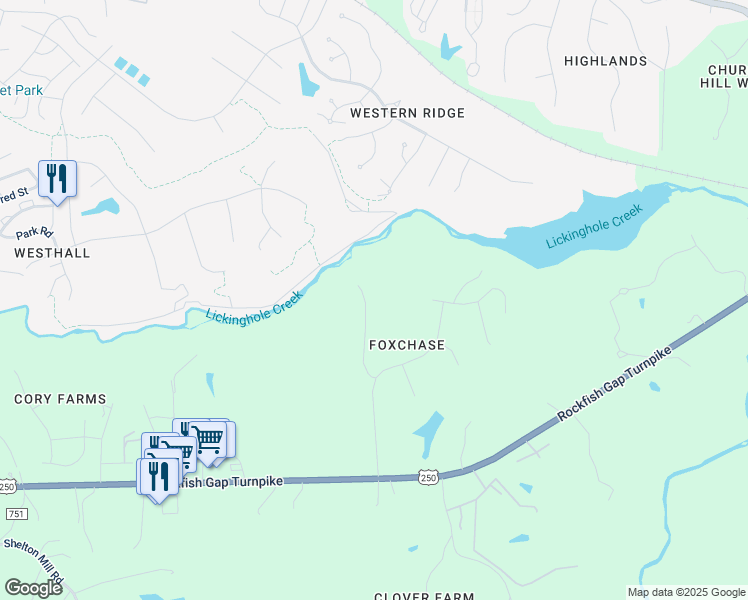 map of restaurants, bars, coffee shops, grocery stores, and more near 760 Lenox Hill Road in Charlottesville