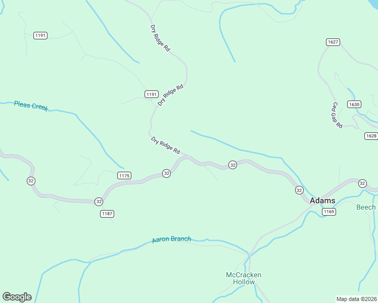 map of restaurants, bars, coffee shops, grocery stores, and more near Dry Ridge Road in Adams