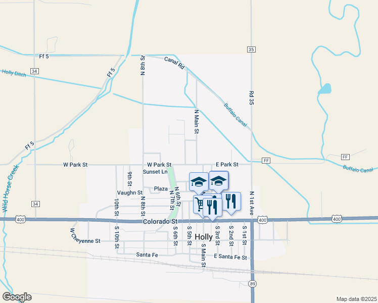 map of restaurants, bars, coffee shops, grocery stores, and more near 101-115 Highland Drive in Holly