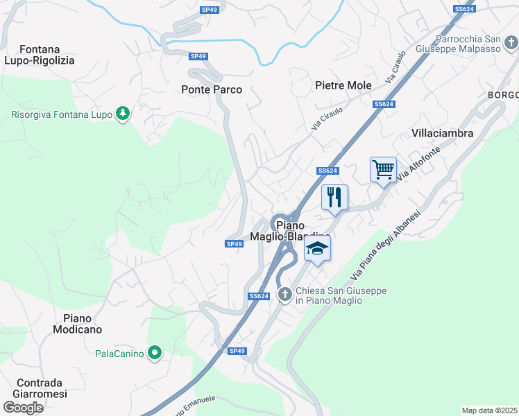 map of restaurants, bars, coffee shops, grocery stores, and more near 61 bis Viale degli Astronauti in Piano Maglio-blandino