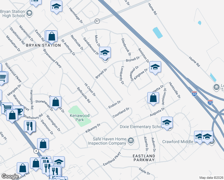 map of restaurants, bars, coffee shops, grocery stores, and more near 648 Northside Drive in Lexington
