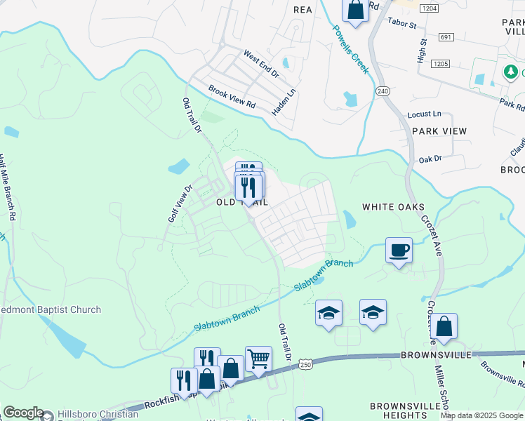 map of restaurants, bars, coffee shops, grocery stores, and more near 5380 Golf Drive in Crozet