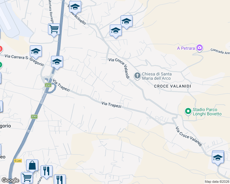 map of restaurants, bars, coffee shops, grocery stores, and more near 110 Contrada Trapezzoli Nord in Reggio Calabria