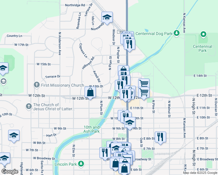 map of restaurants, bars, coffee shops, grocery stores, and more near 1301 Applewood Ln in Newton