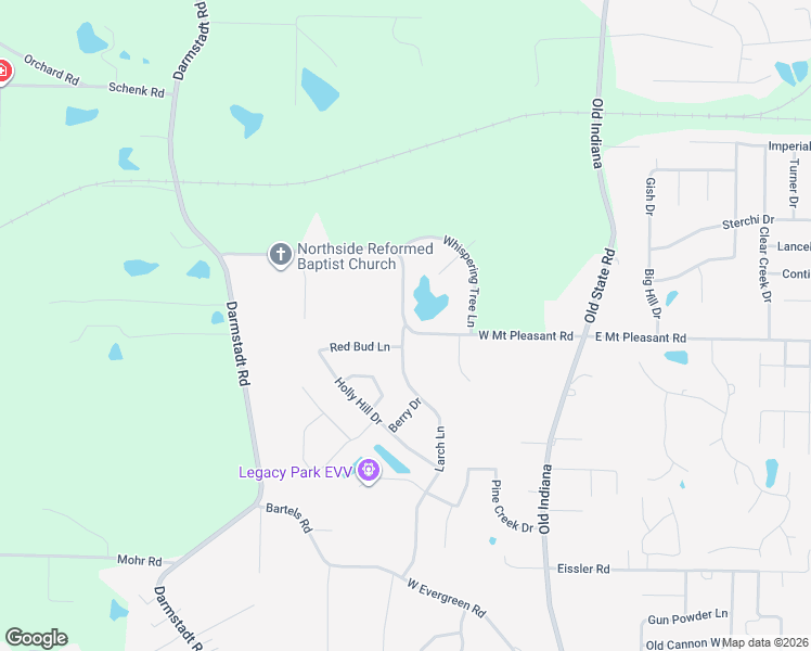 map of restaurants, bars, coffee shops, grocery stores, and more near 809 West Mount Pleasant Road in Evansville