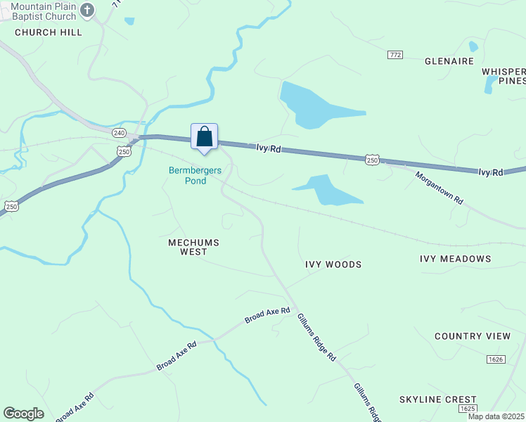 map of restaurants, bars, coffee shops, grocery stores, and more near 669 Gillums Ridge Road in Charlottesville