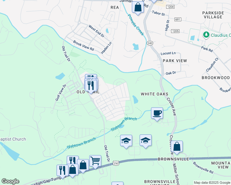 map of restaurants, bars, coffee shops, grocery stores, and more near 693 Fielding Run Drive in Crozet