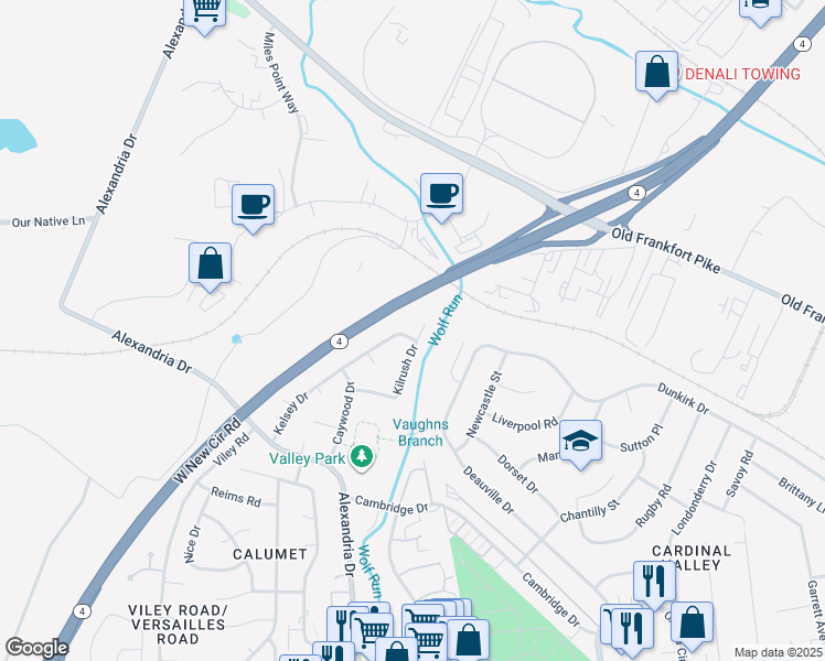 map of restaurants, bars, coffee shops, grocery stores, and more near 1067 Kelsey Drive in Lexington