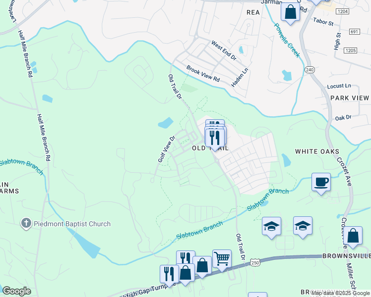 map of restaurants, bars, coffee shops, grocery stores, and more near 5335 Ashlar Avenue in Crozet