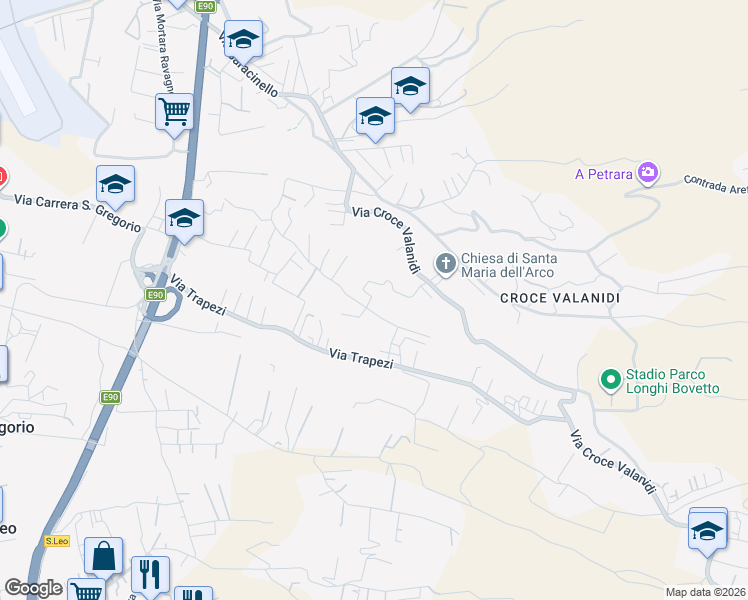 map of restaurants, bars, coffee shops, grocery stores, and more near 110 Contrada Trapezzoli Nord in Reggio Calabria