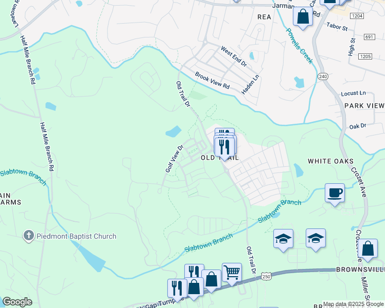 map of restaurants, bars, coffee shops, grocery stores, and more near 405 Fennel Road in Crozet