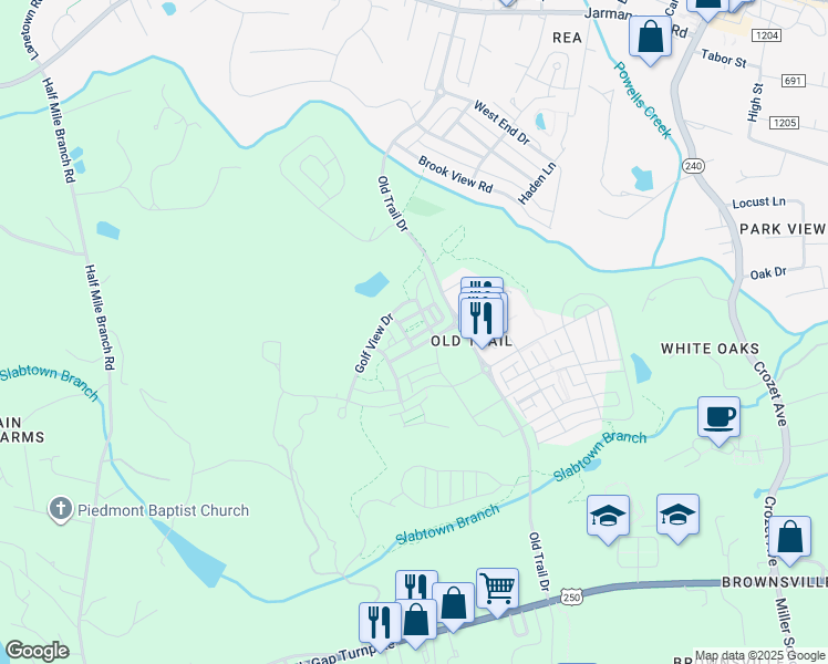 map of restaurants, bars, coffee shops, grocery stores, and more near 407 Fennel Road in Crozet