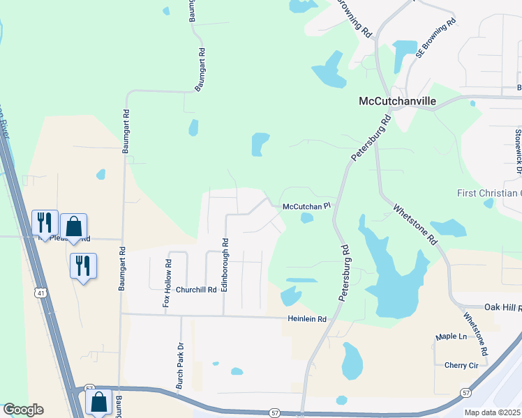 map of restaurants, bars, coffee shops, grocery stores, and more near 8800-8924 Westminster Road in Evansville