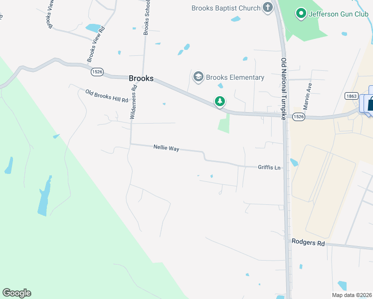map of restaurants, bars, coffee shops, grocery stores, and more near 267 Nellie Way in Brooks