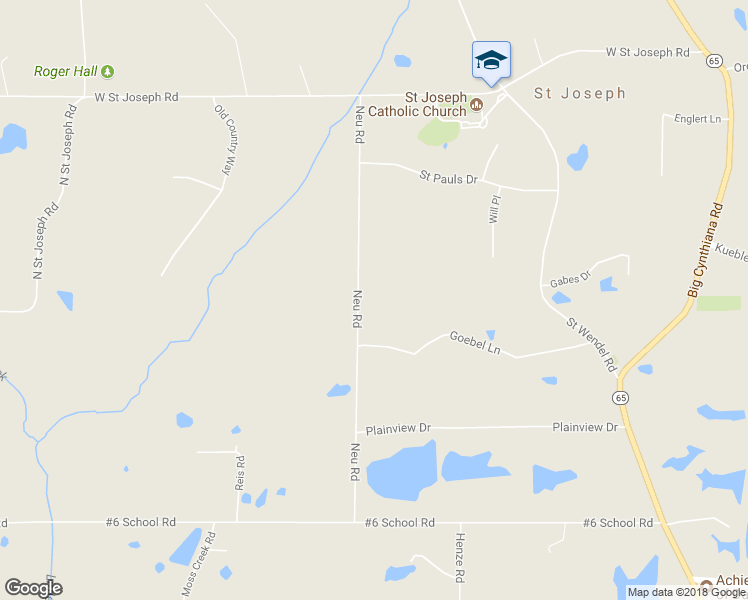 map of restaurants, bars, coffee shops, grocery stores, and more near 8705 Neu Road in Evansville