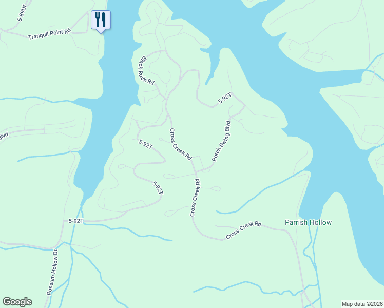 map of restaurants, bars, coffee shops, grocery stores, and more near Cross Creek Road in Camdenton