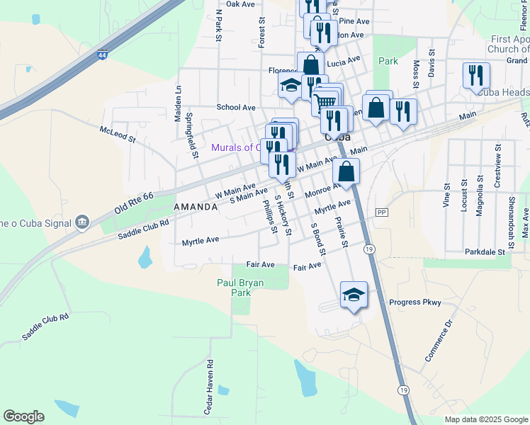 map of restaurants, bars, coffee shops, grocery stores, and more near 805 Monroe Street in Cuba