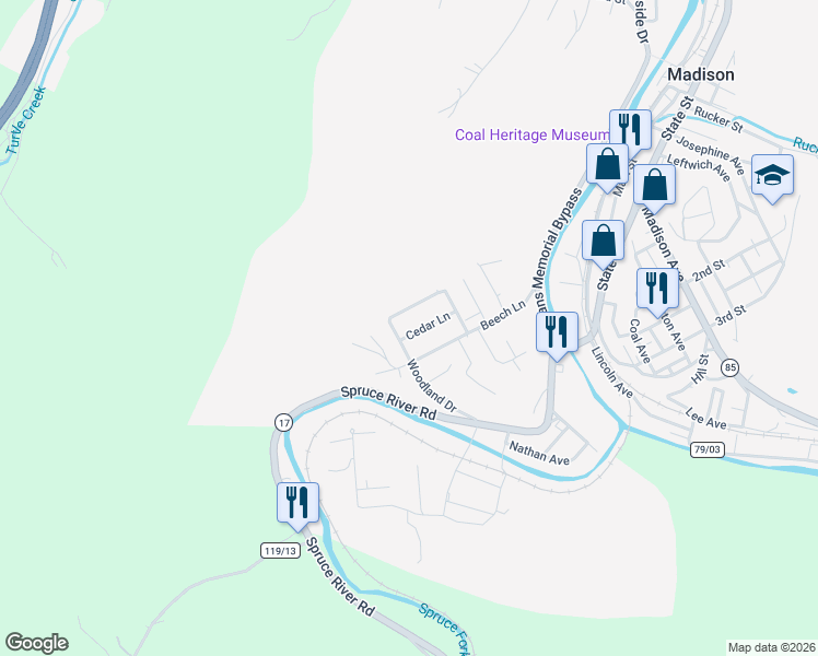 map of restaurants, bars, coffee shops, grocery stores, and more near 35 Rte 152 Rd in Madison