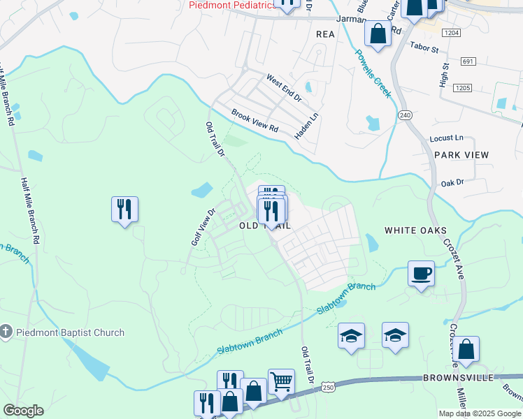 map of restaurants, bars, coffee shops, grocery stores, and more near 387 Claremont Lane in Crozet