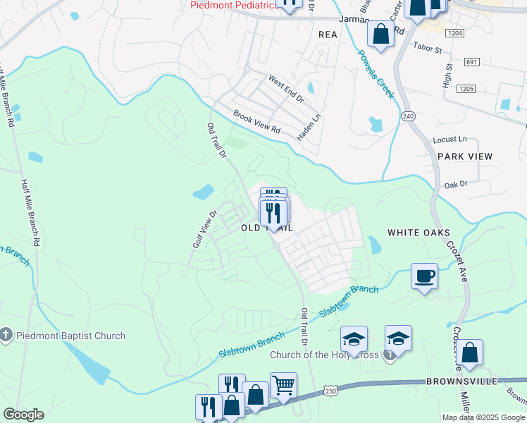 map of restaurants, bars, coffee shops, grocery stores, and more near 387 Claremont Lane in Crozet